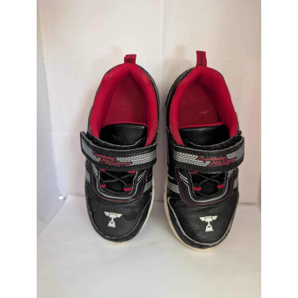 Lightning McQueen Boys Sneakers Shoes Sz 11 Light Up Cars 95 Racing Black Red - Picture 12 of 16